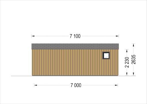 Havehuse TINA 20 m², 7×4 m (34 mm + træbeklædning)