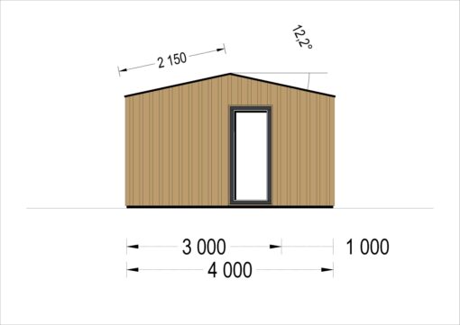 Havehuse TINA 20 m², 7×4 m (34 mm + træbeklædning)