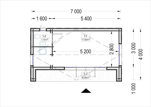 Havehuse TINA 20 m², 7×4 m (34 mm + træbeklædning)