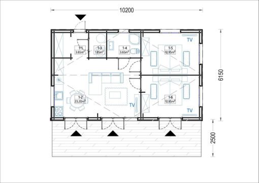 Sommerhus SELENE 63 m² (44 mm + træbeklædning)