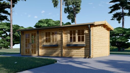 Havehus Nora 24 m² (7 m x 3.5 m), 44 mm