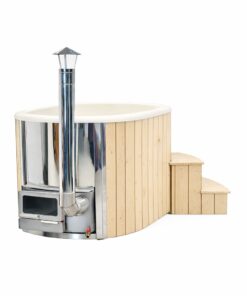 Glasfiber Ofuro vildmarksbad 120 × 190 cm med integreret brændeovn