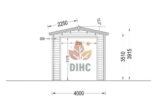 Garage til Campingvogn (44 mm), 4×8 m, 32 m²