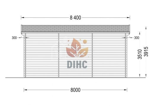 Garage til Campingvogn (44 mm), 4×8 m, 32 m²