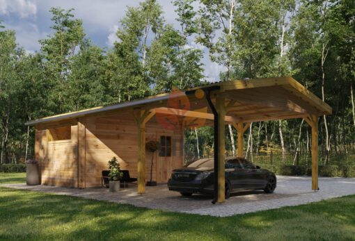 Garage med carport 53m²