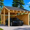 Træcarport med L-formet væg LUNA (3,2 x 6 m)