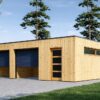 Dobbeltgarage med Skur SILVIA DUO F PLUS 48 m² (8 x 6 m), 34 mm + Træbeklædning