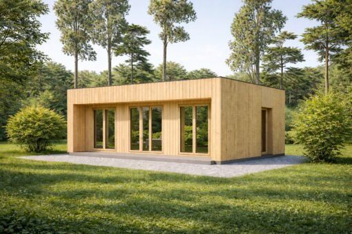 Lille Træhus KAYA 1 (44 mm + Træbeklædning), 48 m²