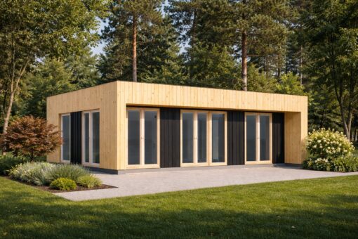 Lille Træhus KAYA 1 (44 mm + Træbeklædning), 48 m²