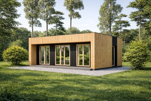 Lille Træhus KAYA 1 (44 mm + Træbeklædning), 48 m²