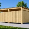 Træcarport LUNA F med L-formet væg, 3.2 x 6 m