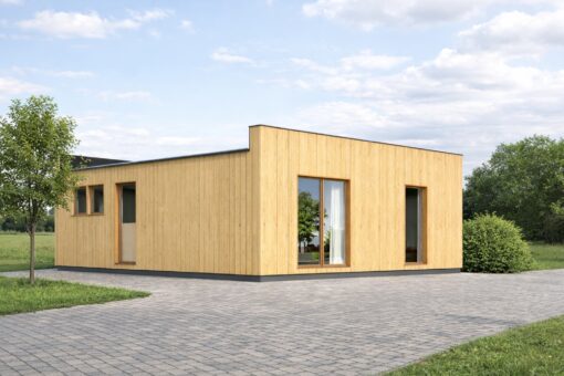 Lille Træhus KAYA 1 (44 mm + Træbeklædning), 48 m²