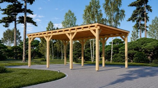 Fladtags-carport 18 m² (3m x 6m)