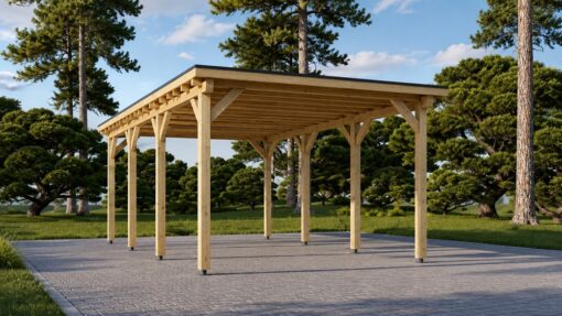 Fladtags-carport 18 m² (3m x 6m)