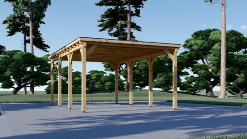 Fladtags-carport 18 m² (3m x 6m)