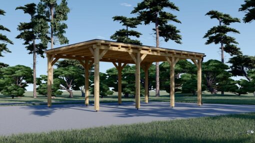 Fladtags-carport 18 m² (3m x 6m)