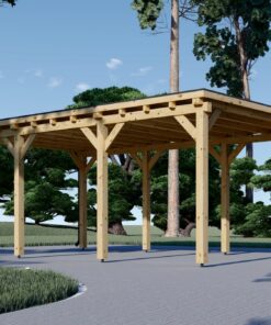 Fladtags-carport 18 m² (3m x 6m)