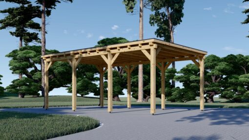 Fladtags-carport 18 m² (3m x 6m)