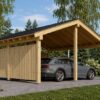 LUNA DUO F – 6×6 m carport med L-Væg (2 Biler)