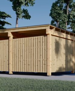 LUNA DUO F – 6×6 m Træcarport med L-Væg (2 Biler)