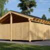 LUNA DUO F – 6×6 m carport med L-Væg (2 Biler)