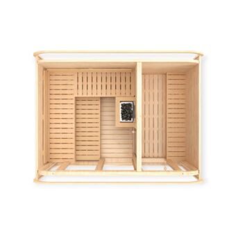 L-formet (kun tilgængelig i kombination med elektrisk saunaovn)