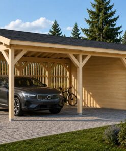 Dobbelt Carport med Redskabsrum 44 mm | 5,7 × 7,9 m