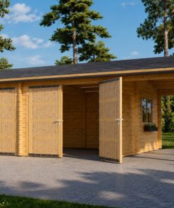Dobbelt Garage (44 mm) 6x6 m + Enkelt Carport 3x6 m